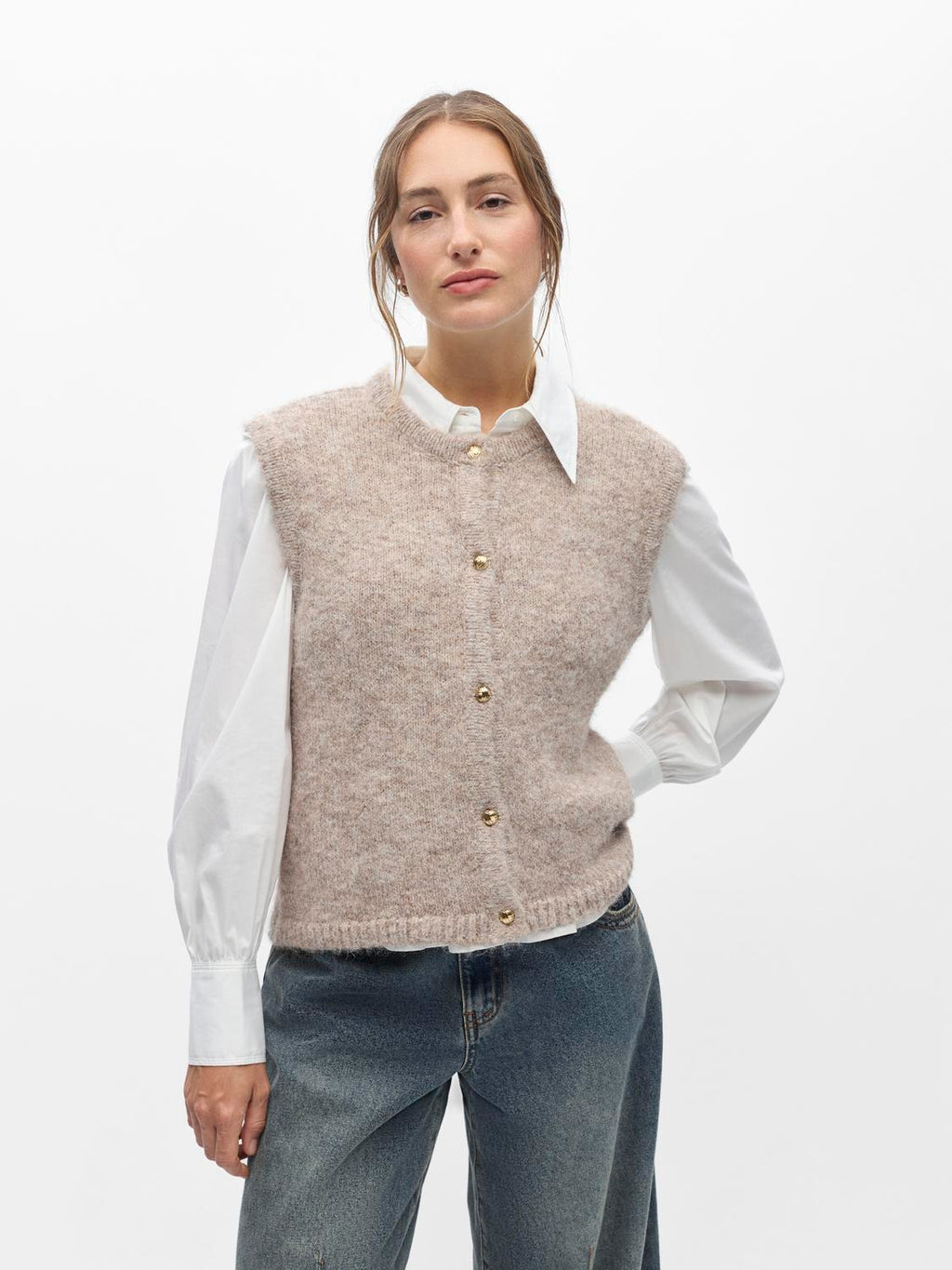 Objsaggia Re Knit Vest Cardigan
