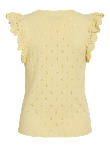VIMARLEA V-NECK FLOUNCE KNIT PASTEL YELLOW