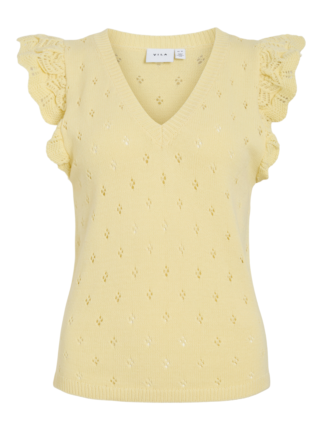 VIMARLEA V-NECK FLOUNCE KNIT PASTEL YELLOW