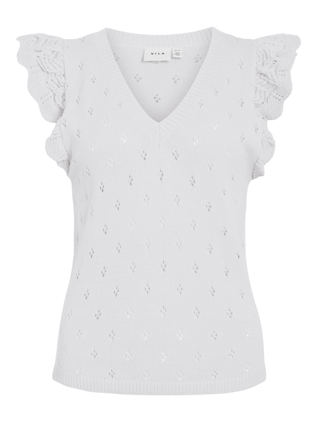 VIMARLEA V-NECK FLOUNCE KNIT HVID