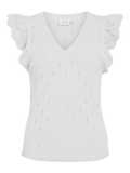 VIMARLEA V-NECK FLOUNCE KNIT HVID