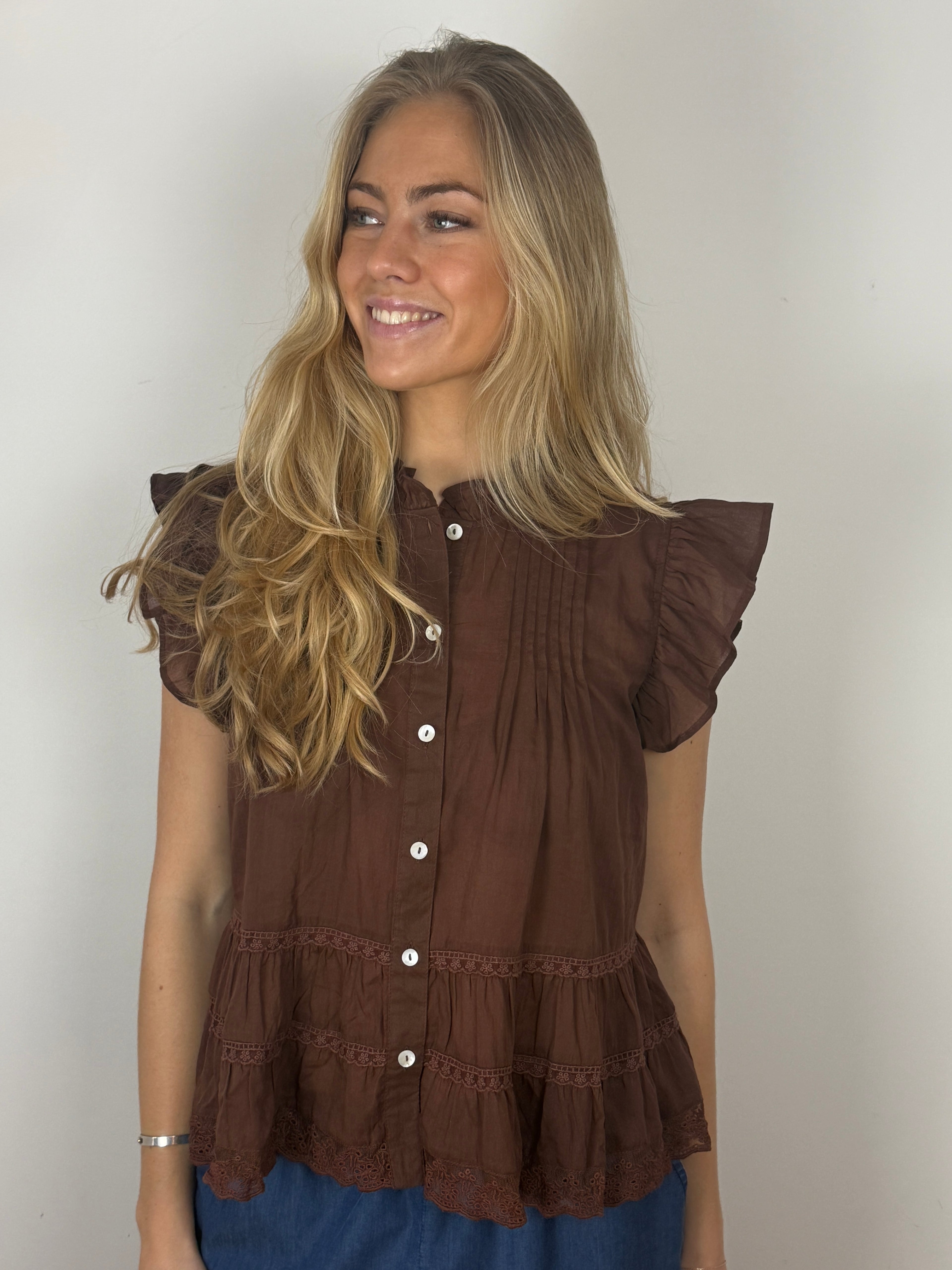 AUDREY TOP BROWN BLUSE