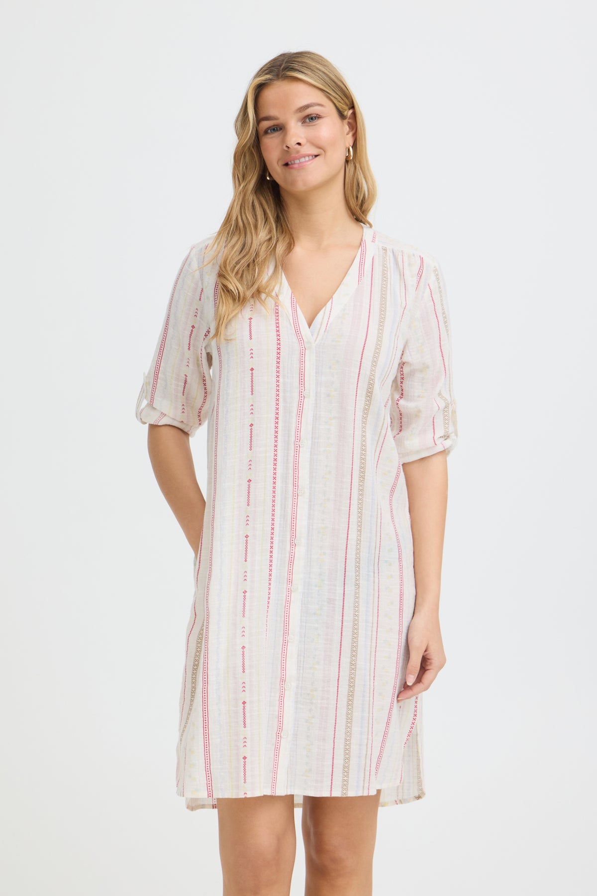 FRBOBBI DRESS CREAM RED/YELLOW