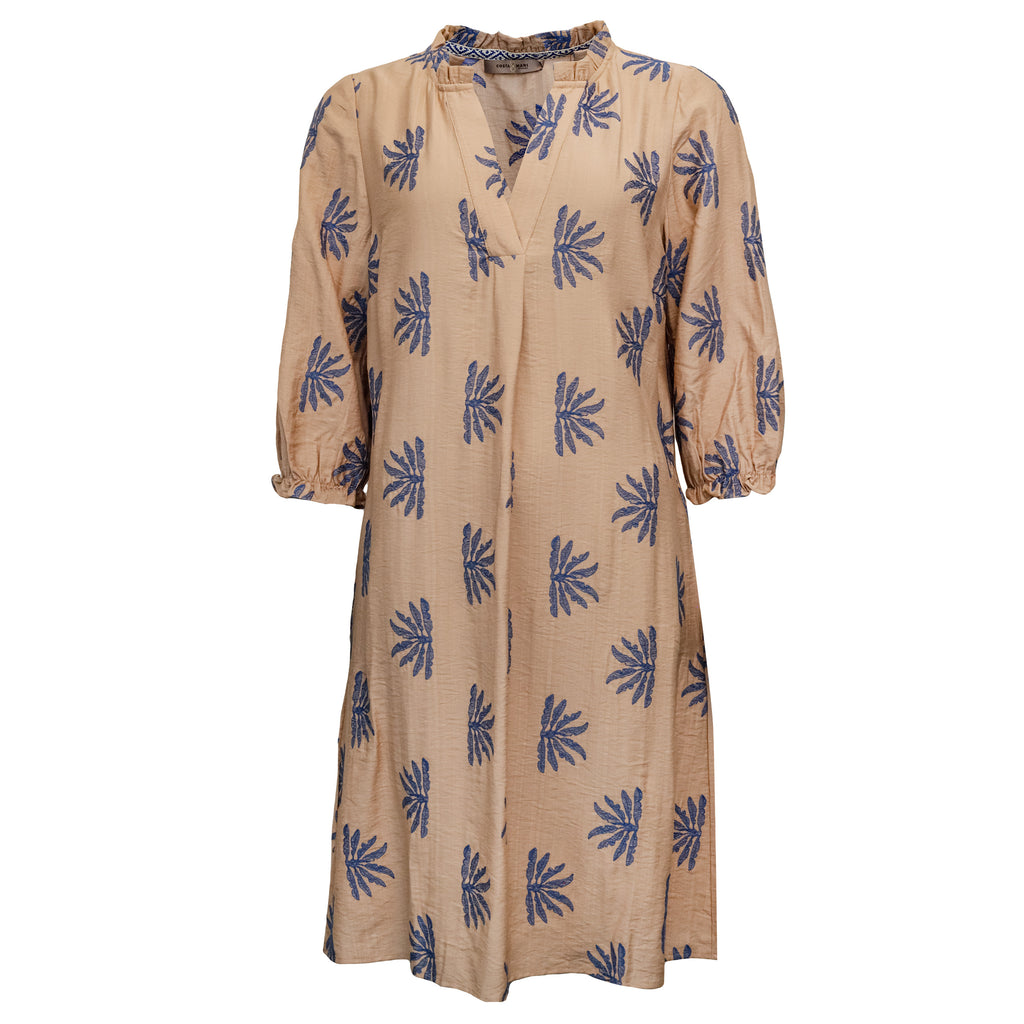 MILEY DRESS SAND/BLUE PATTERN