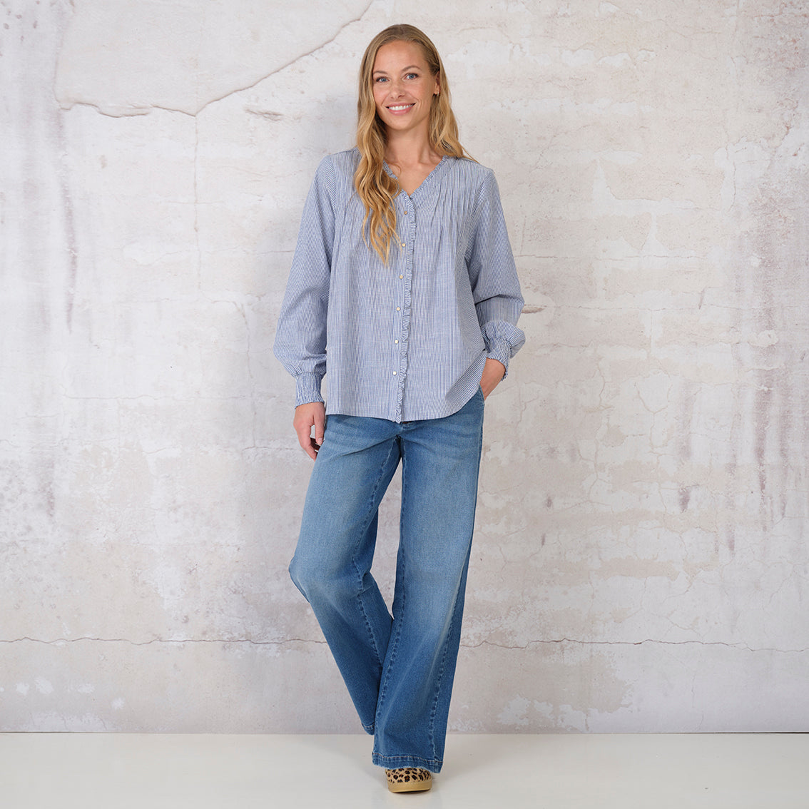 macy bluse blå stribe