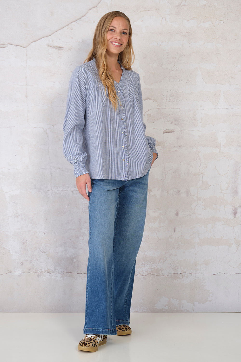 macy bluse blå stribe