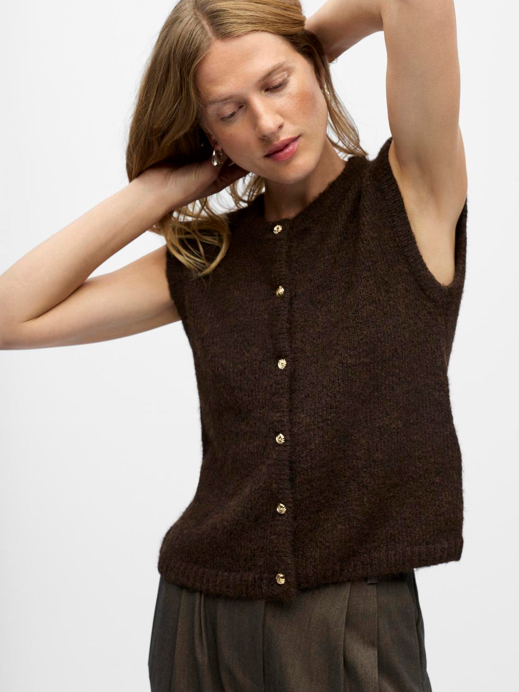 Objsaggia Re Knit Vest Cardigan