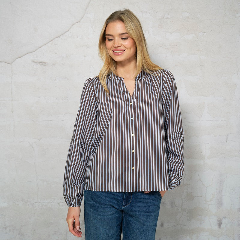 HARRIET BLOUSE BLUE BROWN 2864