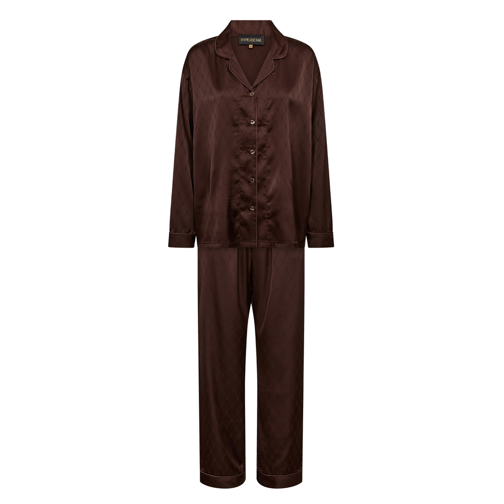 Logo Satin Pyjamas - Brown