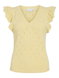 VIMARLEA V-NECK FLOUNCE KNIT PASTEL YELLOW