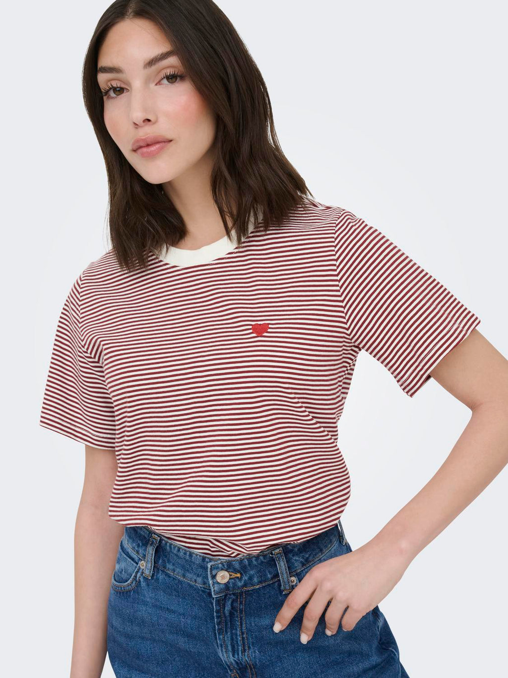 JDYPISA TEE STRIPE RHUBARB TOP