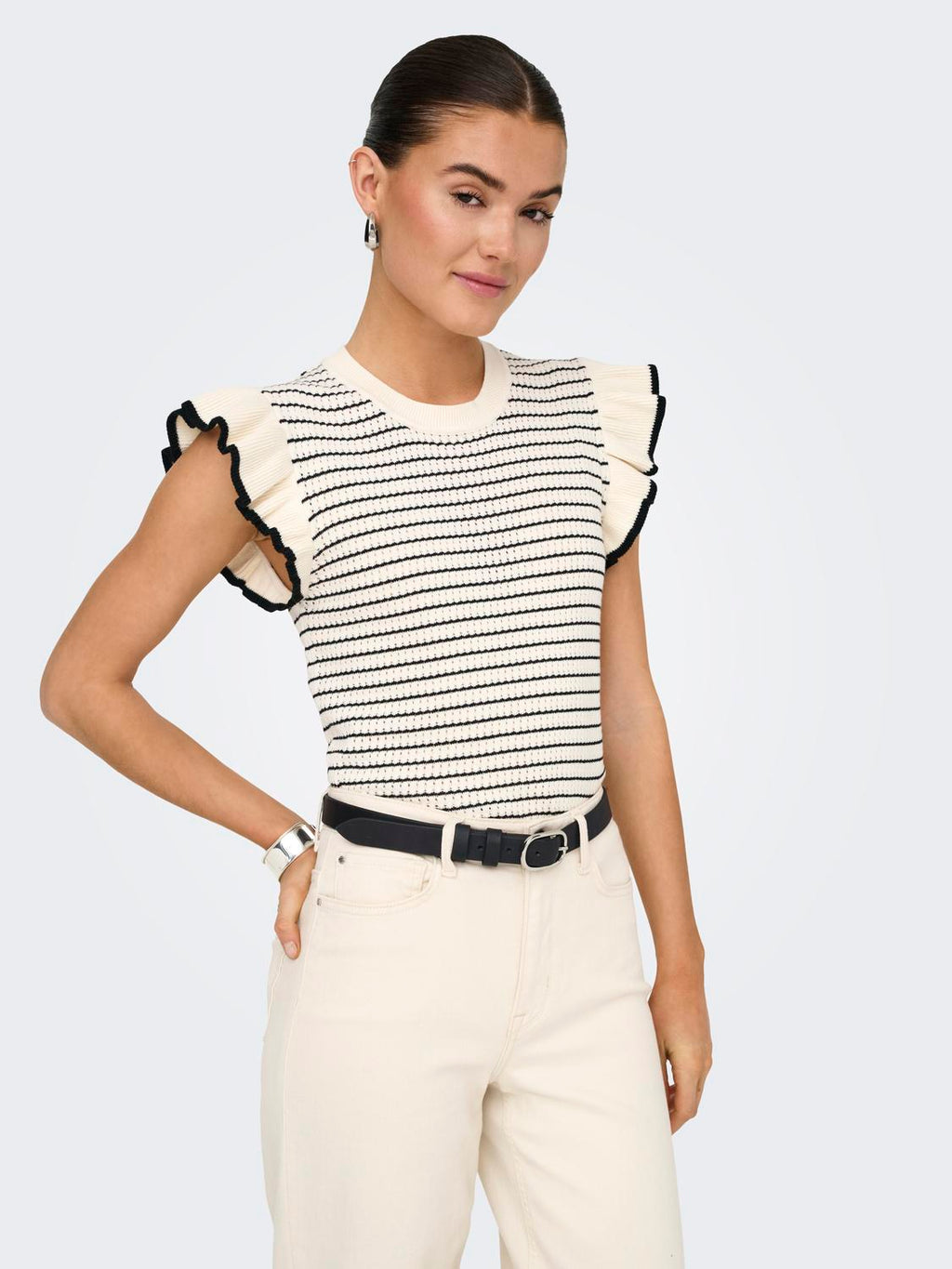 JDYCARICE FRILL PULLOVER KNIT CLOUD DANCER