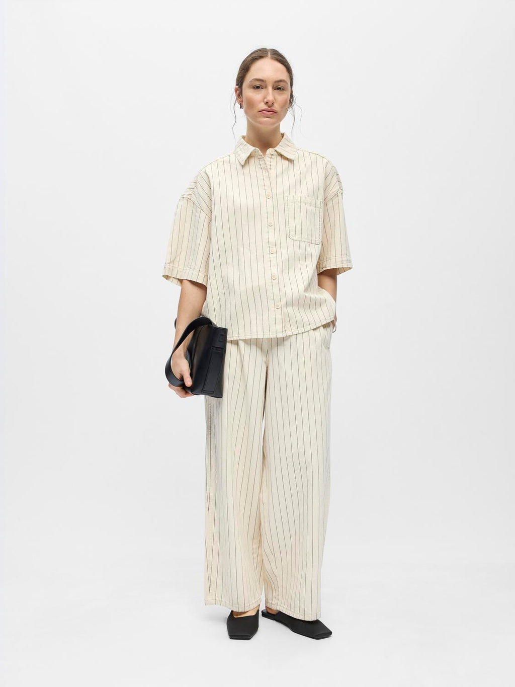 OBJCALLY 2/4 LO DENIM SHIRT BIRCH