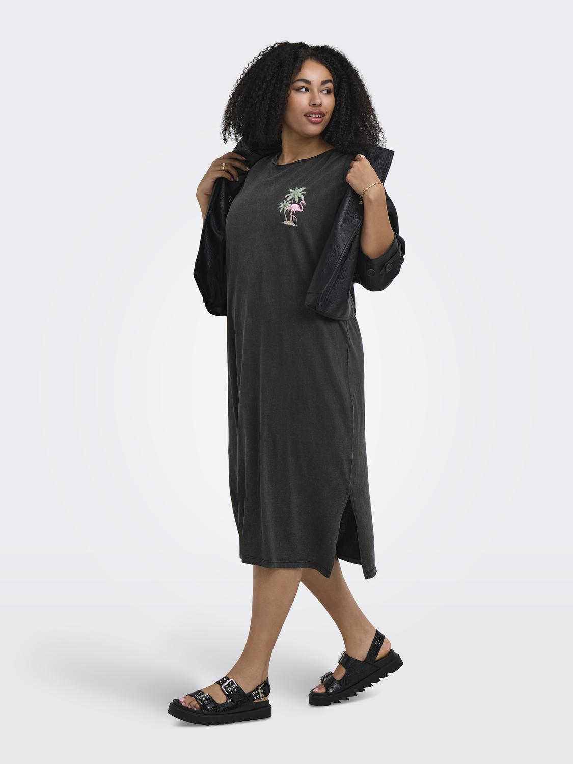 Carmika Foldup S/S Black Slit Dress