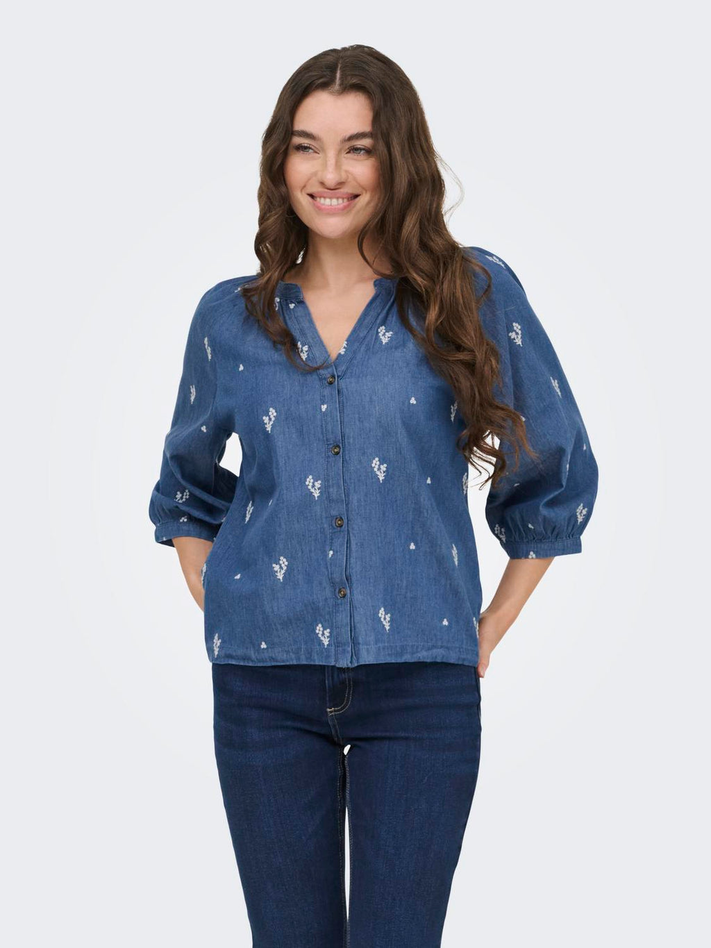 JDYKAI 3/4 SHIRT LIGHT BLUE DENIM