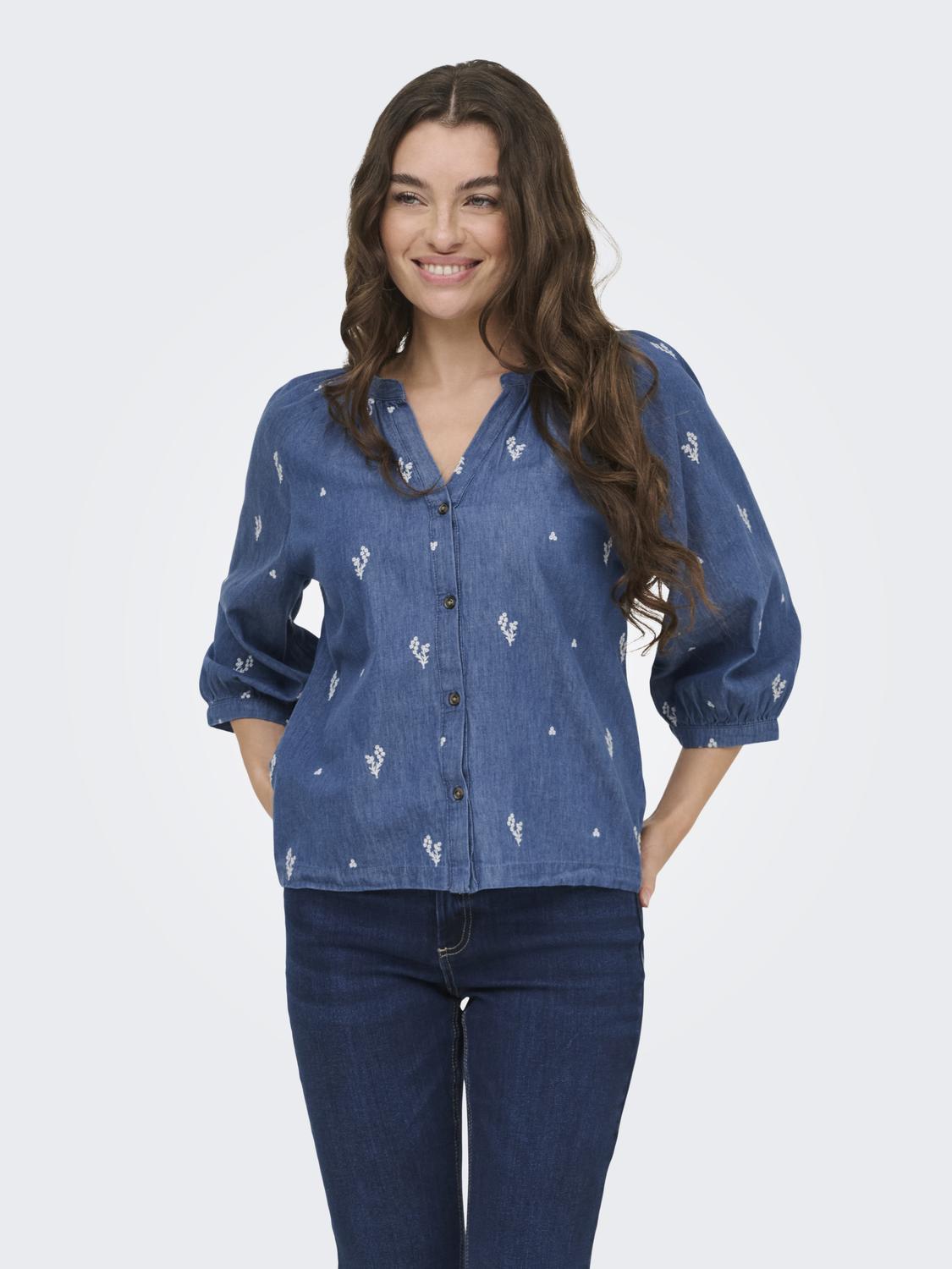 JDYKAI 3/4 SHIRT LIGHT BLUE DENIM