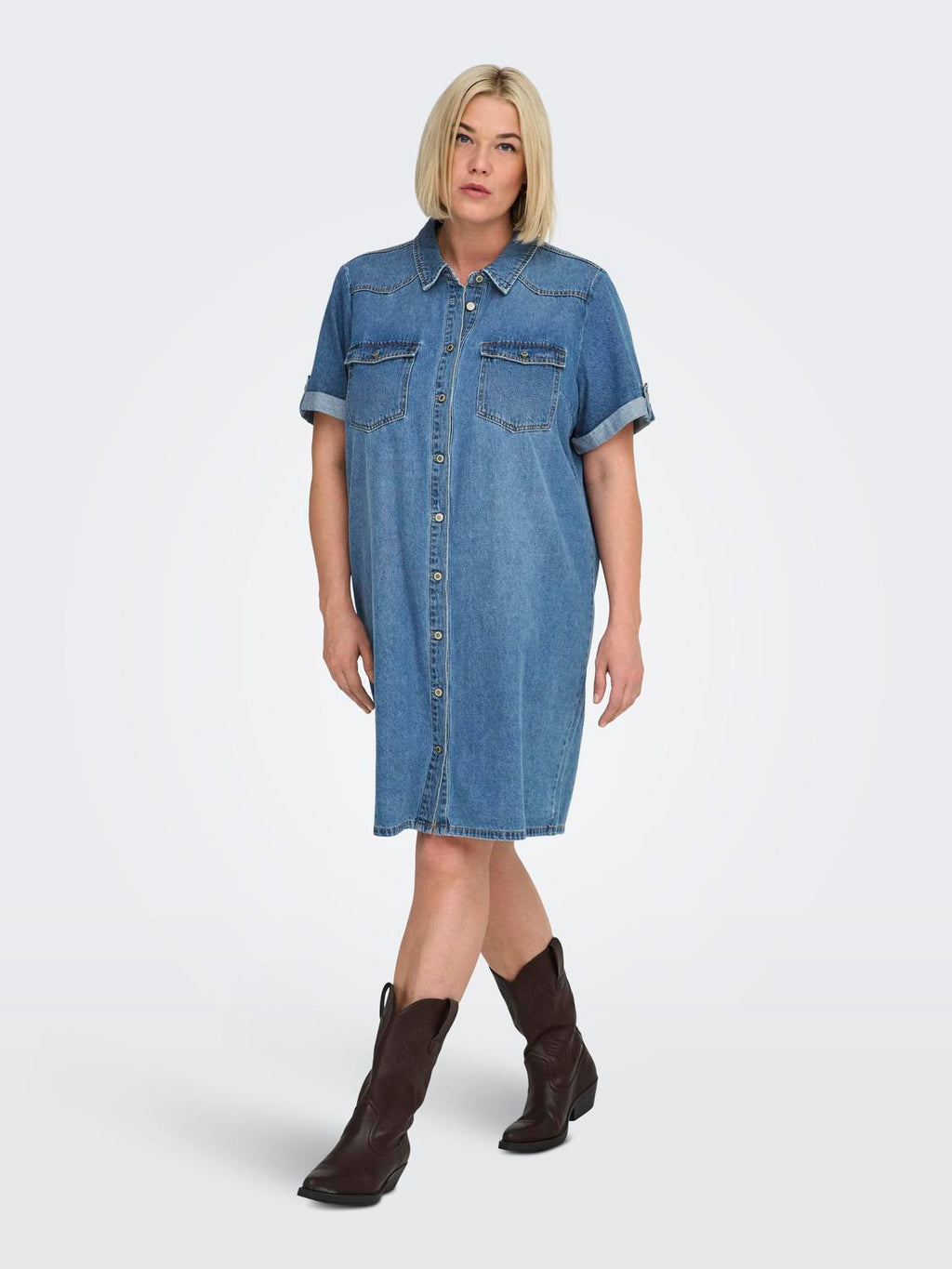 CARLISA DENIM DRESS PLUS KJOLE