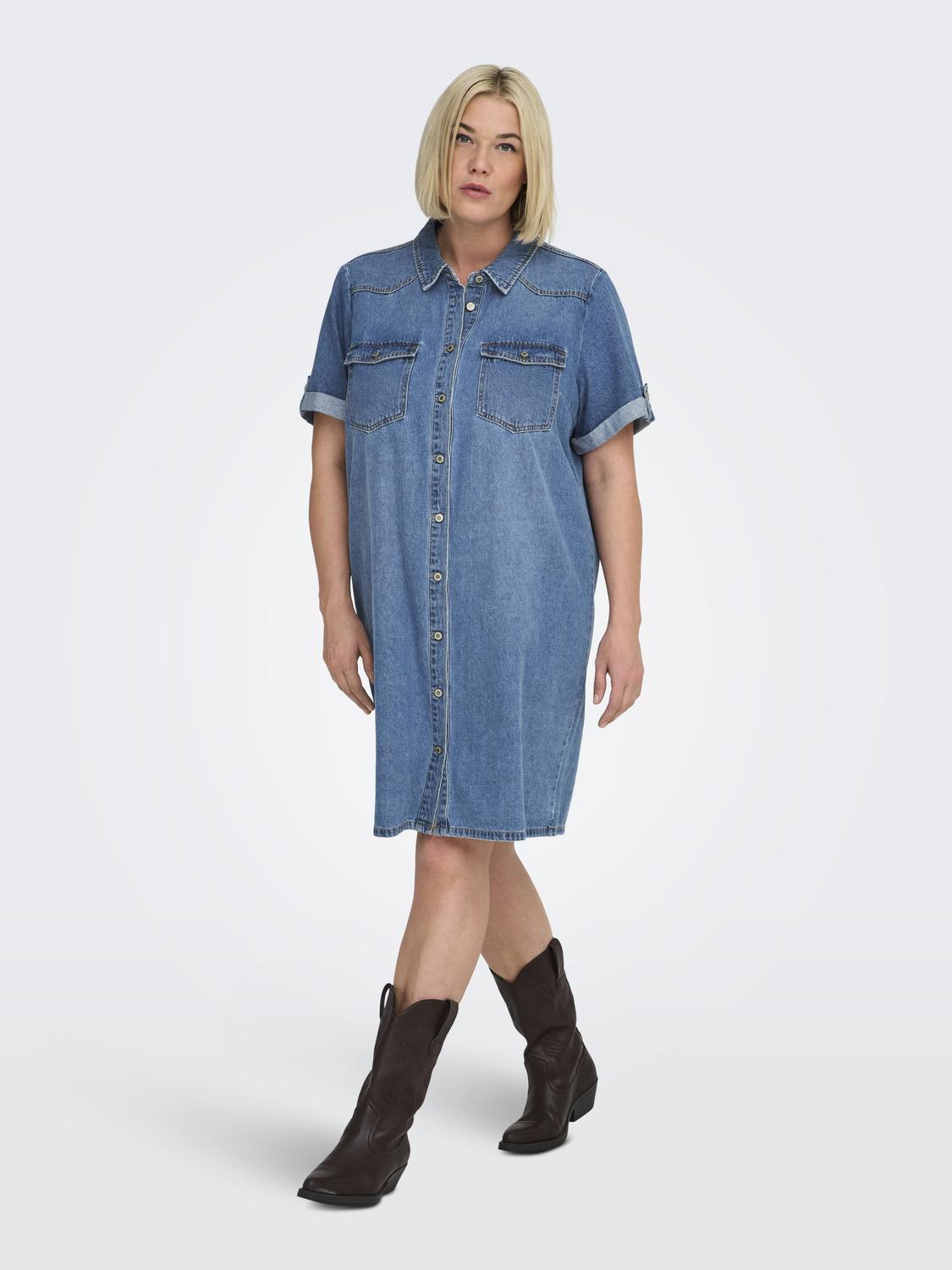 CARLISA DENIM DRESS PLUS KJOLE