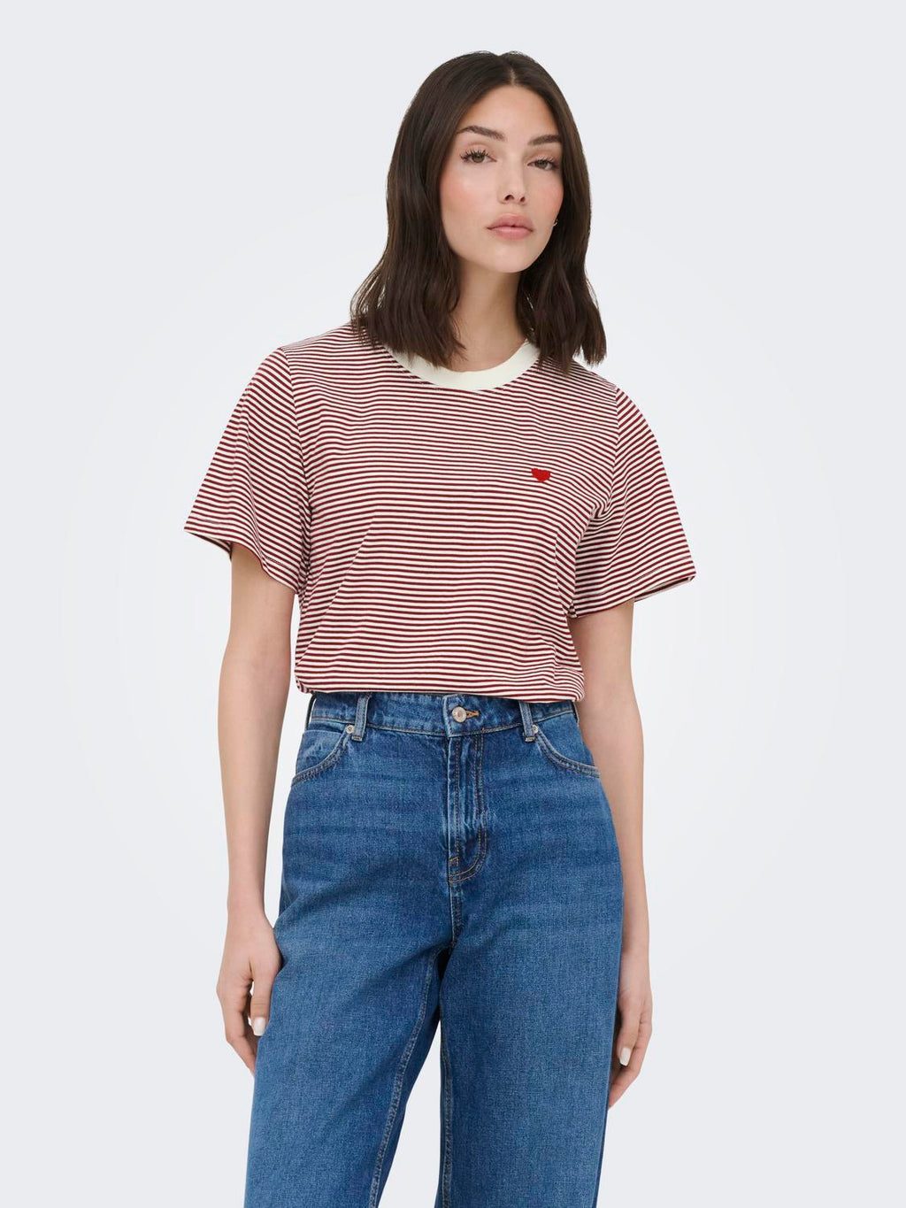 JDYPISA TEE STRIPE RHUBARB TOP