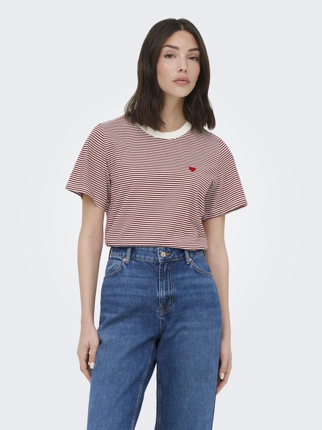 JDYPISA TEE STRIPE RHUBARB TOP
