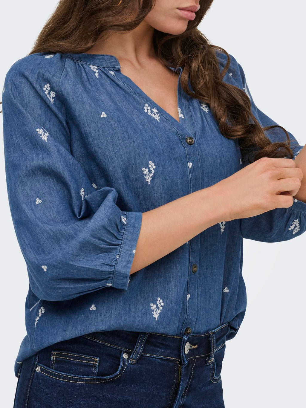 JDYKAI 3/4 SHIRT LIGHT BLUE DENIM