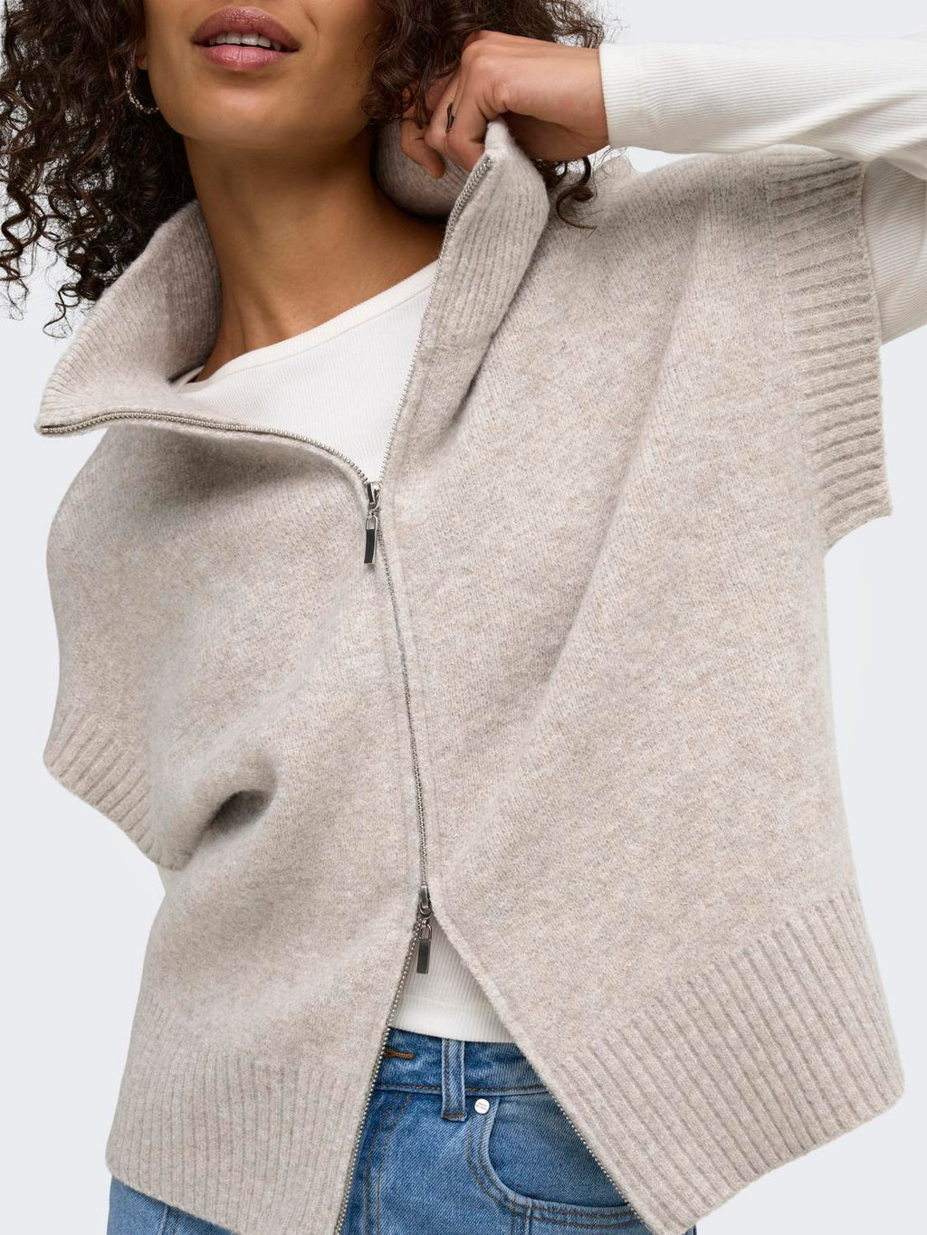 Jdylea S/L Hn 2Way Zip Vest Kn