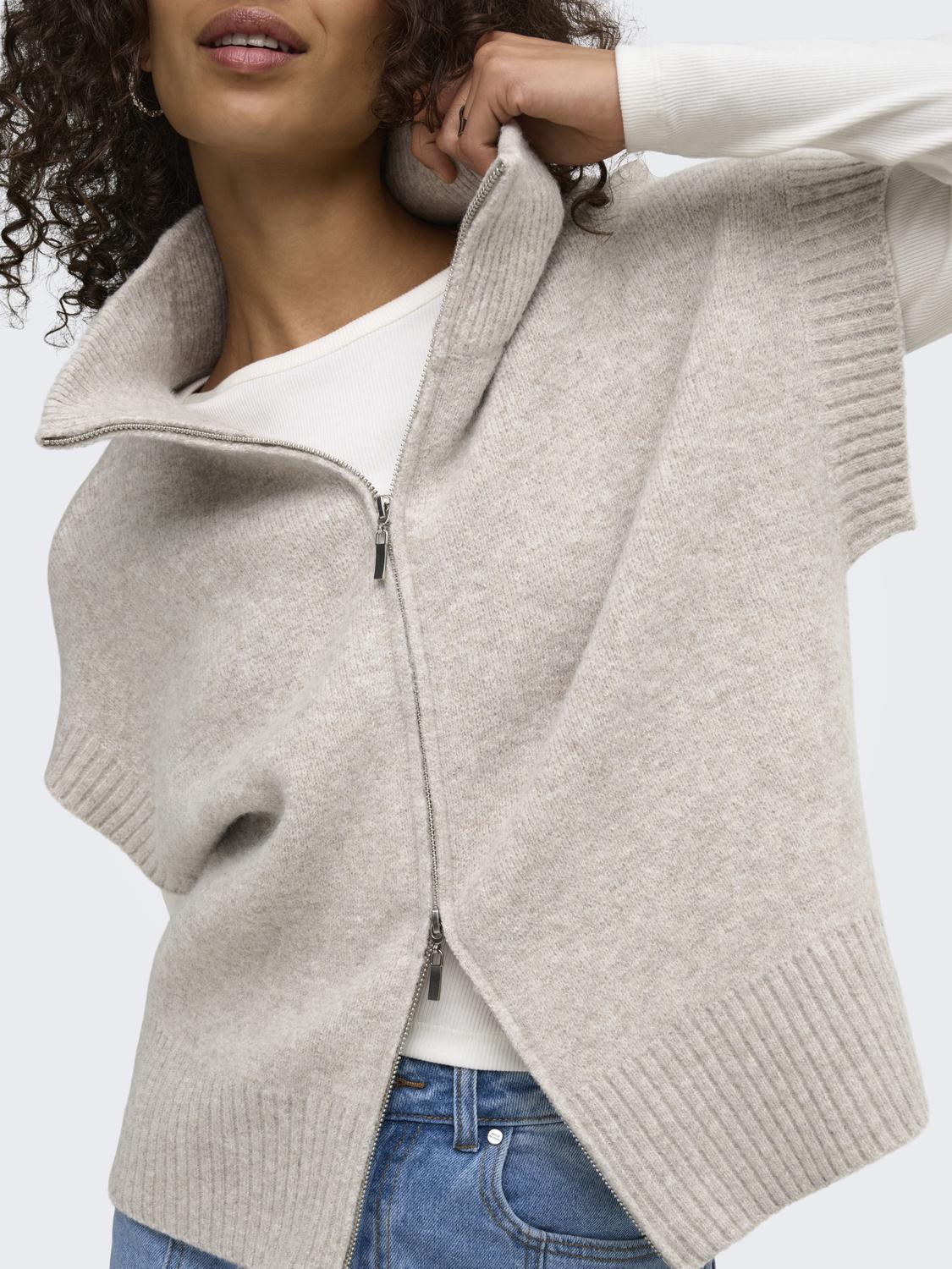 Jdylea S/L Hn 2Way Zip Vest Kn
