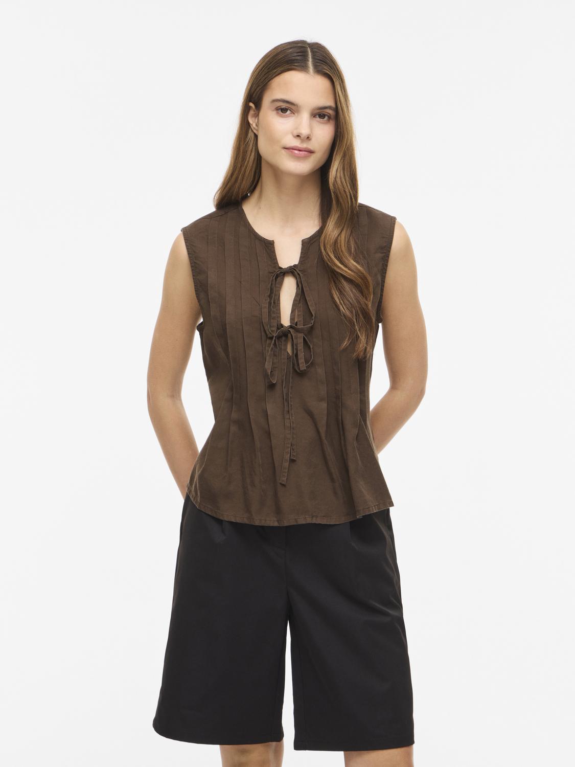 VITEVIRA TIESTRING TOP SLATE BRUN