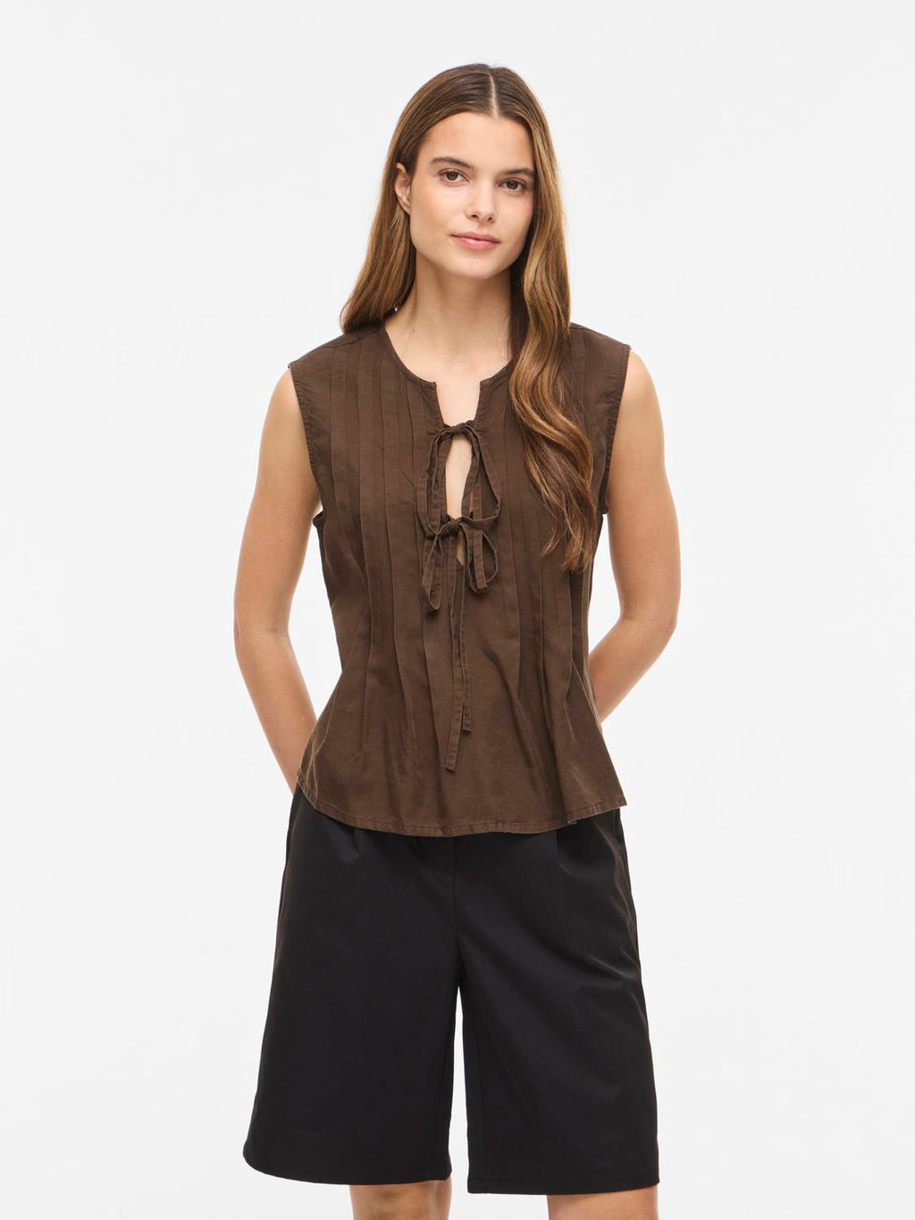 VITEVIRA TIESTRING TOP SLATE BRUN