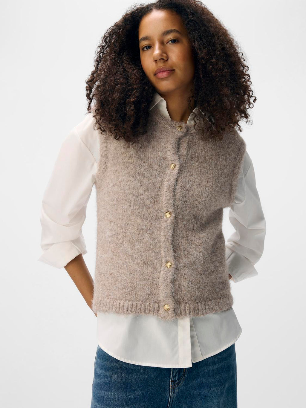 Objsaggia Re Knit Vest Cardigan