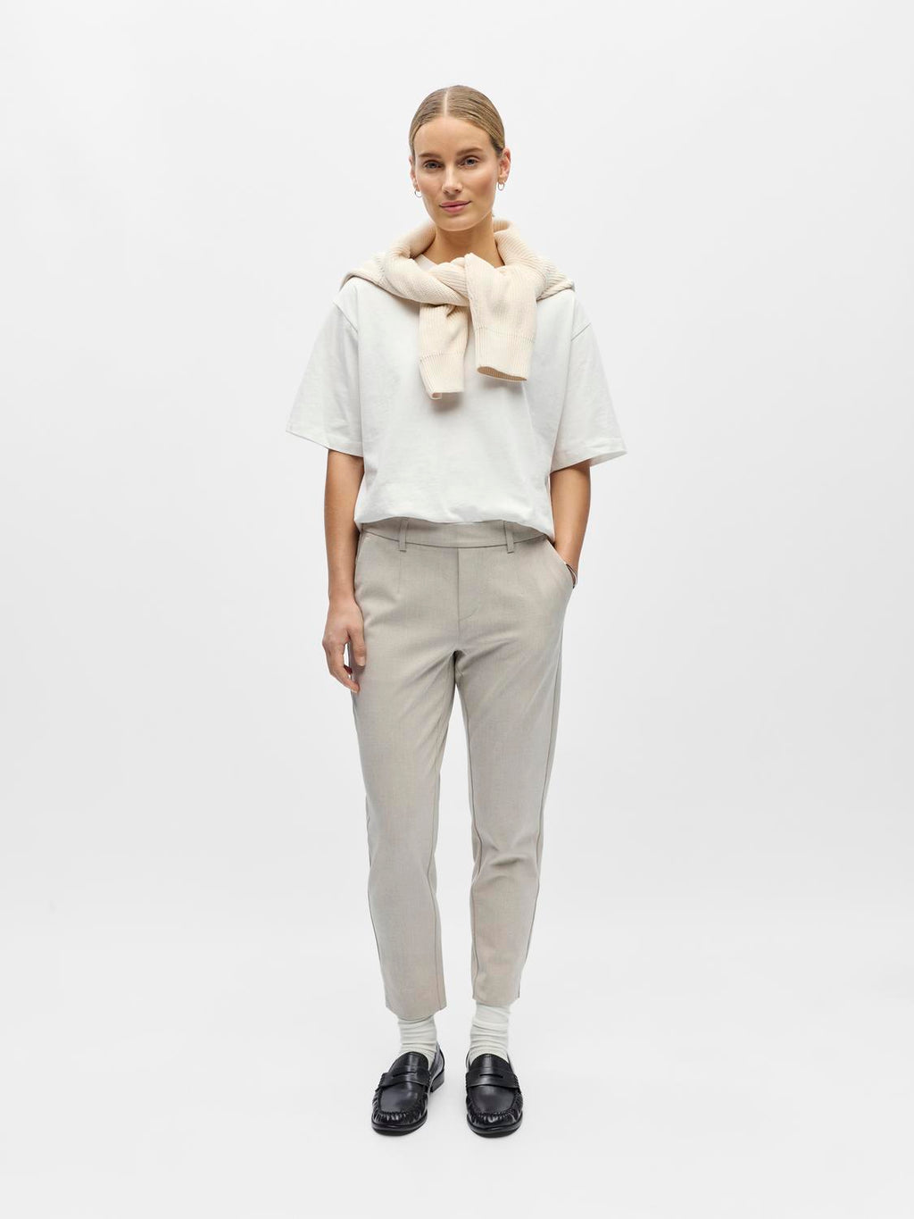 OBJLISA SLIM PANT HUMUS MELANGE