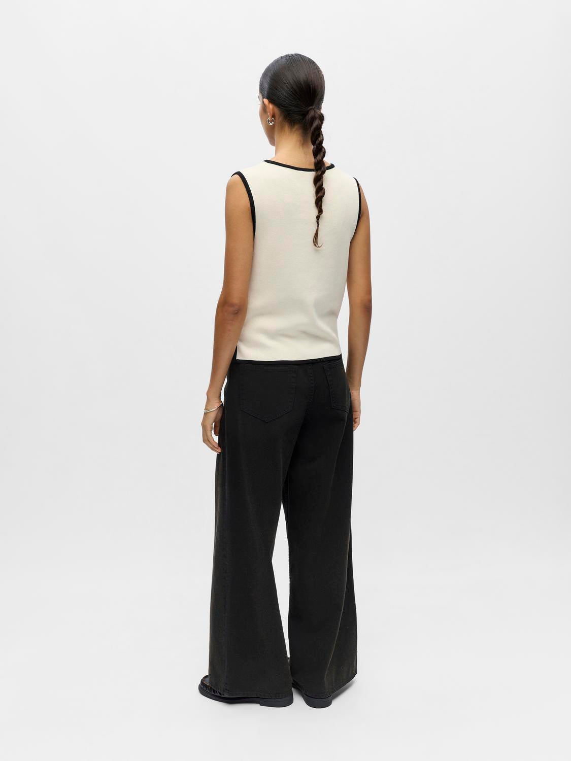 Objviva S/L Re V-Neck Knit Top