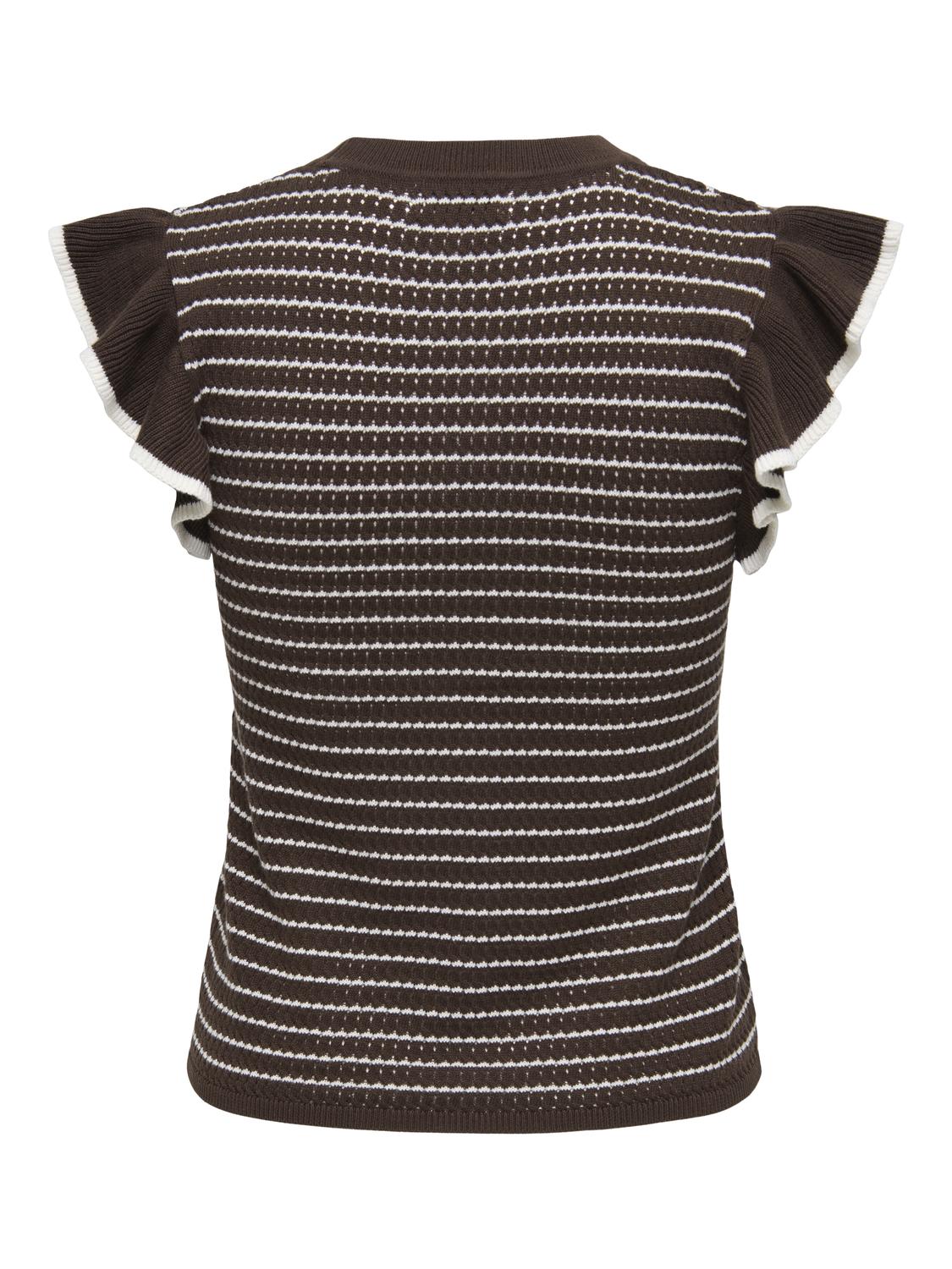 JDYCARICE FRILL PULLOVER KNIT CHOCOLATE BROWN