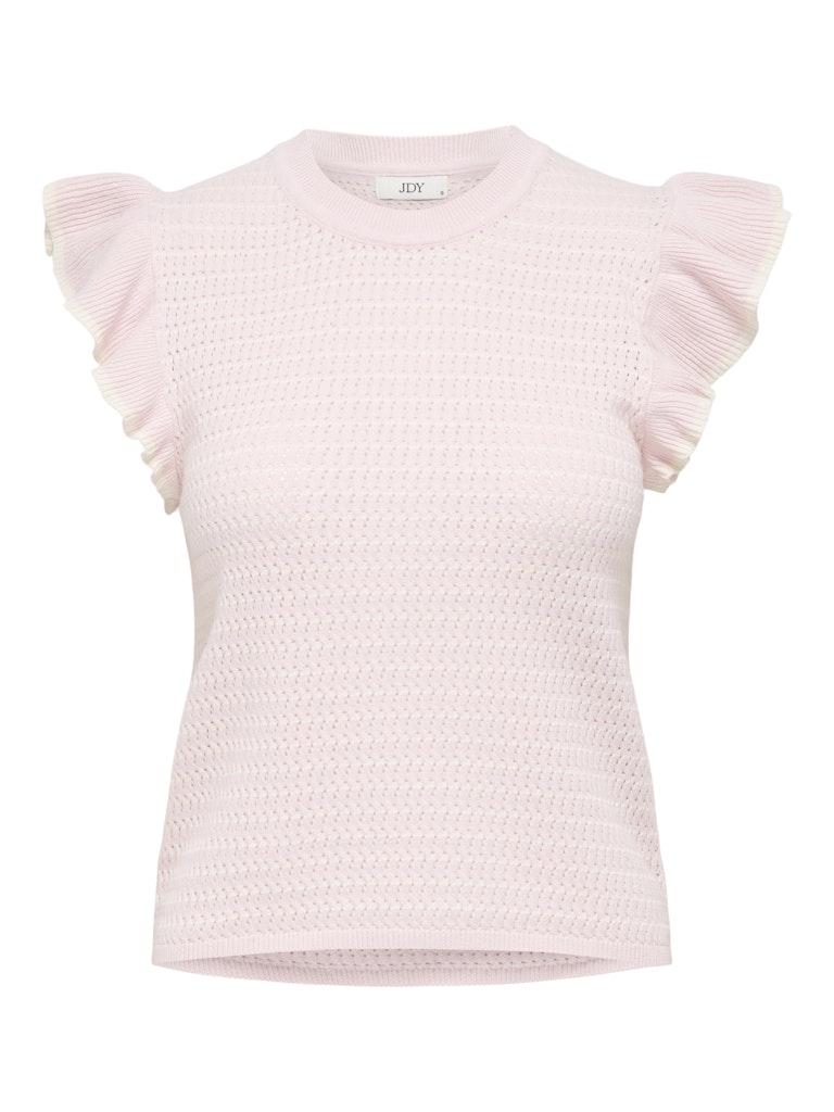 JDY CARICE FRILL PULLOVER KNIT CHALK PINK