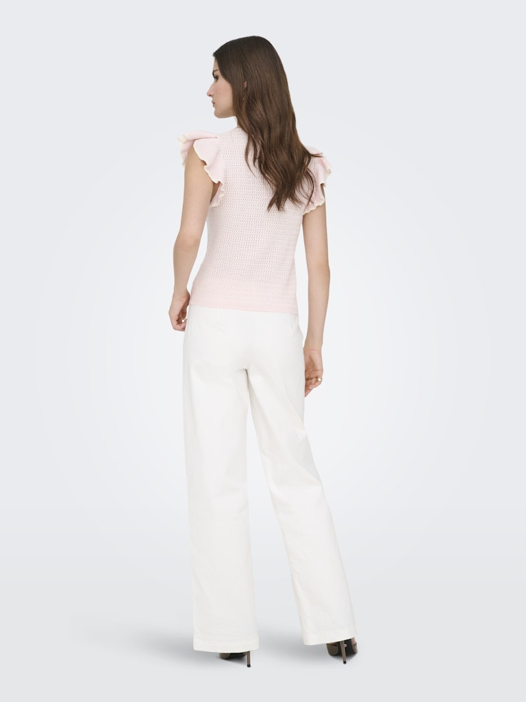 JDY CARICE FRILL PULLOVER KNIT CHALK PINK