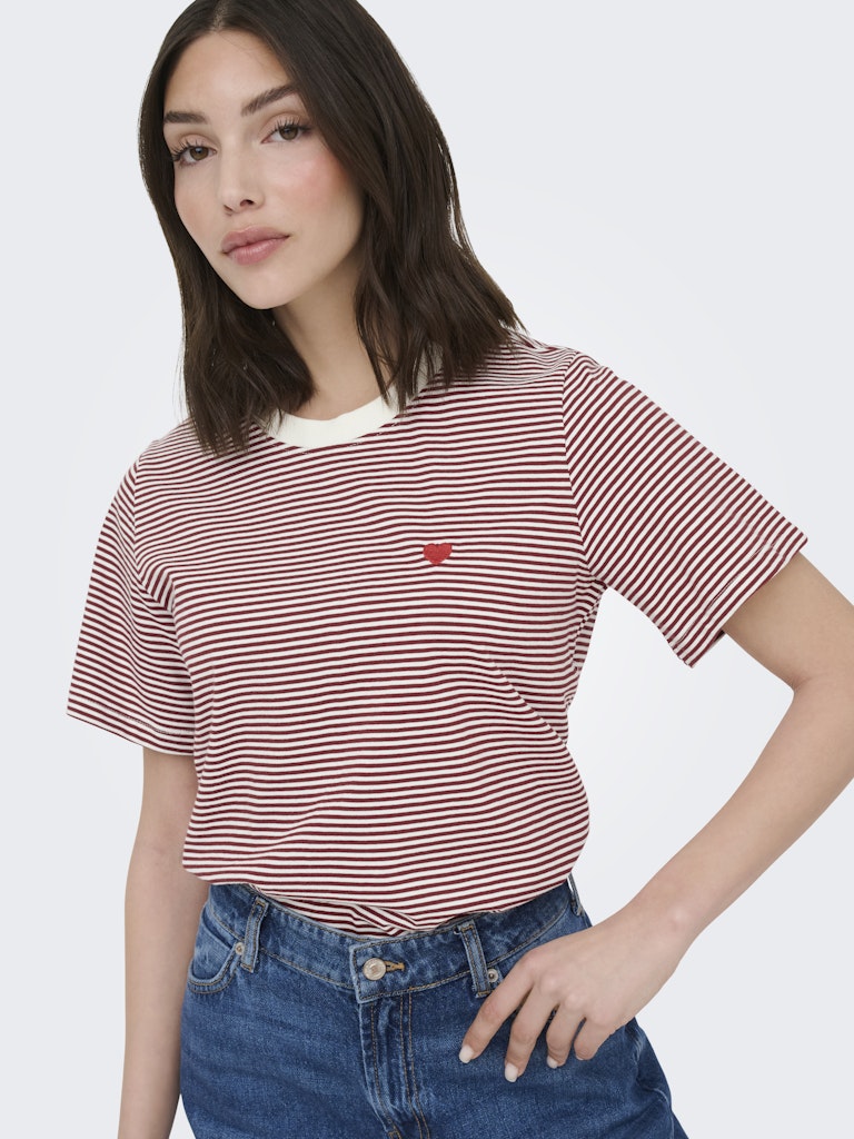 JDYPISA TEE STRIPE RHUBARB TOP