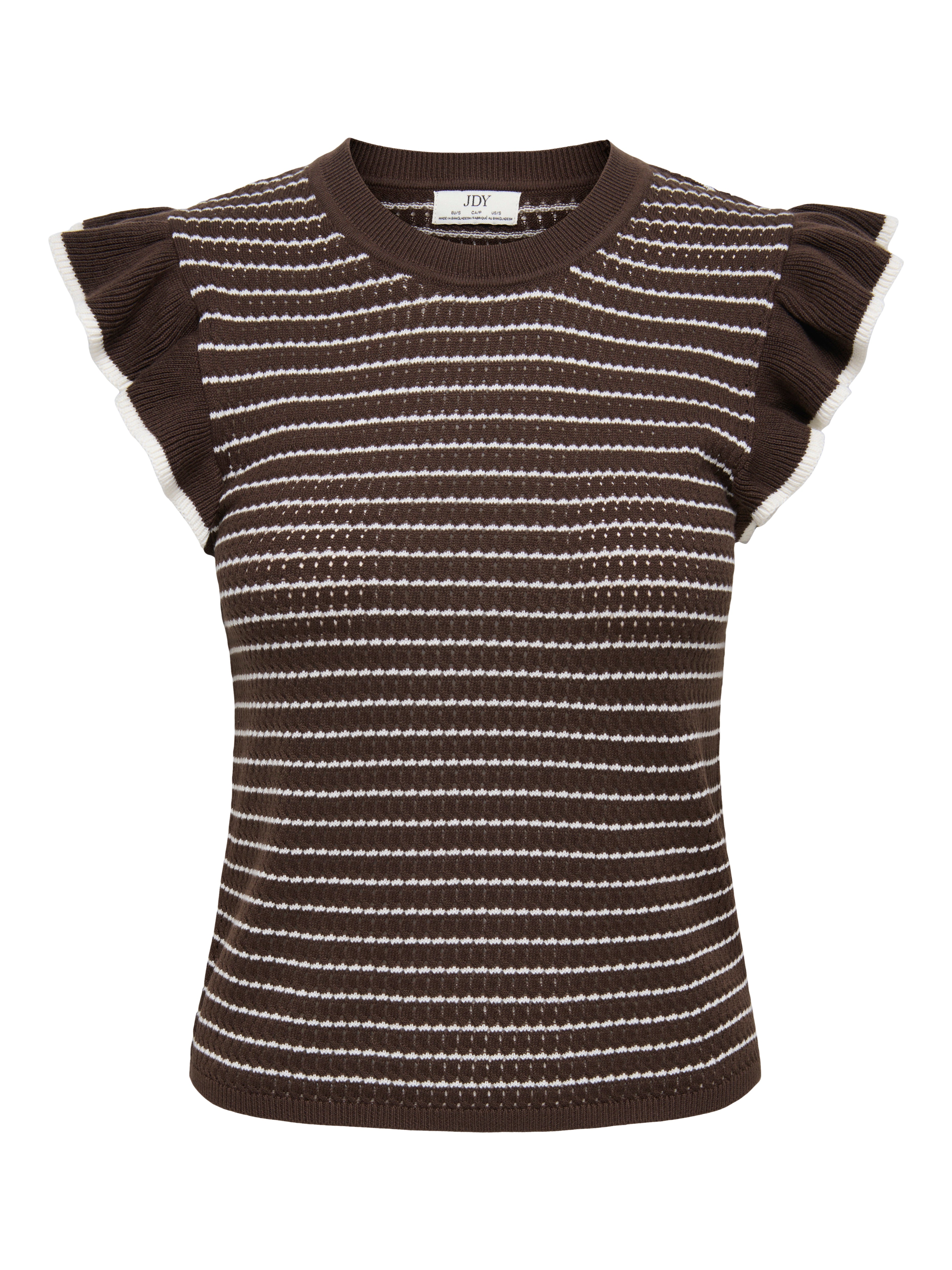 JDYCARICE FRILL PULLOVER KNIT CHOCOLATE BROWN