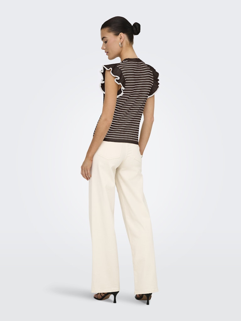 JDYCARICE FRILL PULLOVER KNIT CHOCOLATE BROWN