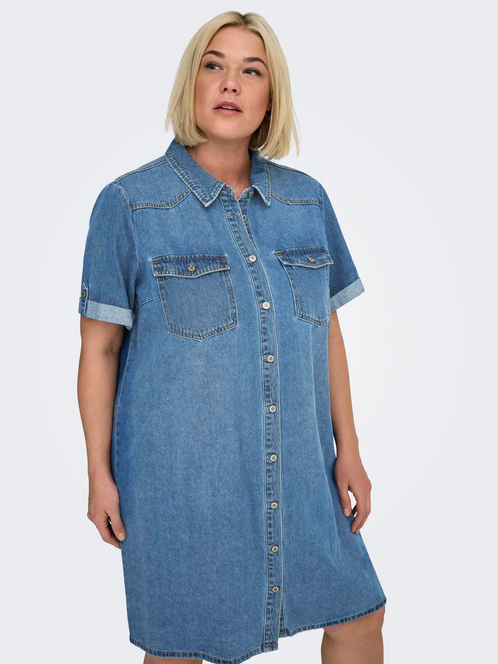 CARLISA DENIM DRESS PLUS KJOLE