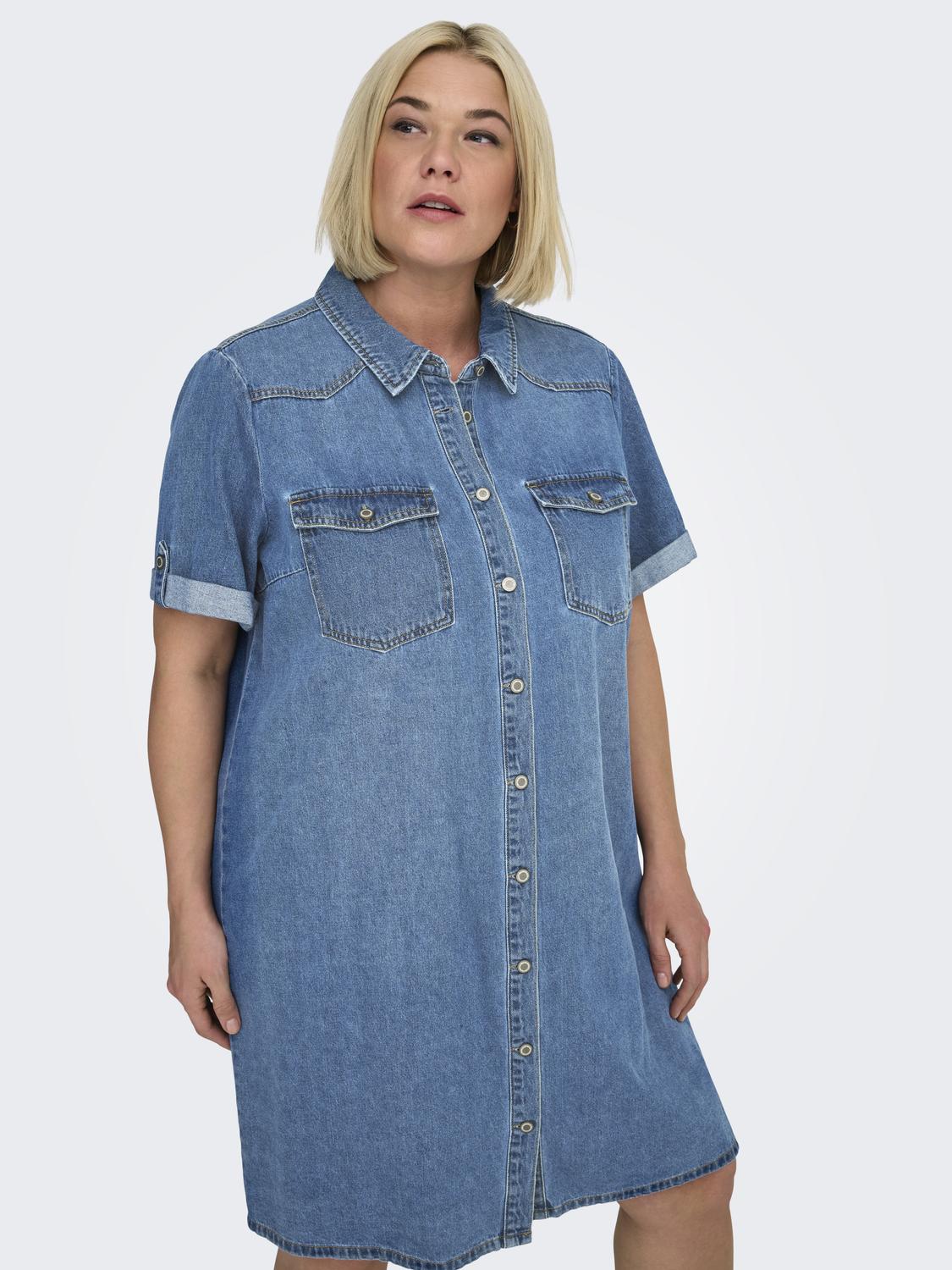 CARLISA DENIM DRESS PLUS KJOLE