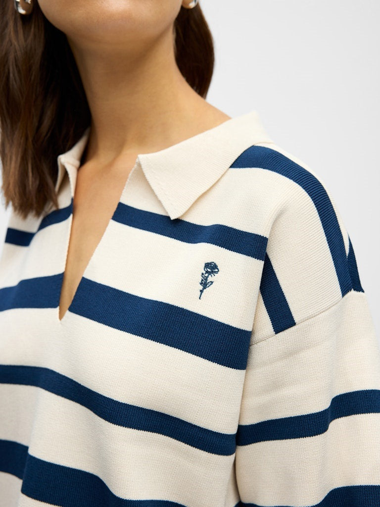 OBJREYNARD 2/4 POLO KNIT SANDSHELL