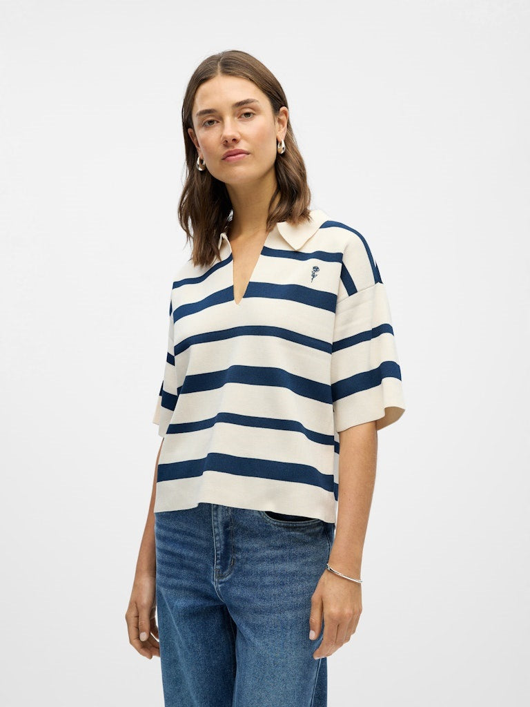 OBJREYNARD 2/4 POLO KNIT SANDSHELL