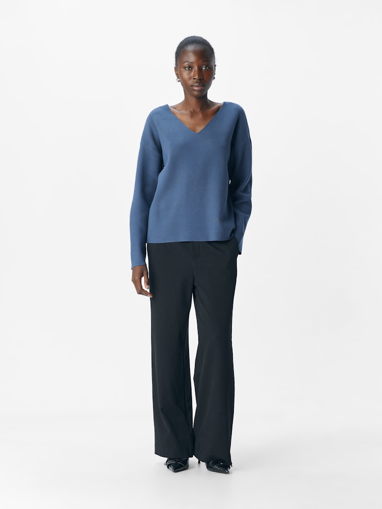 OBJREYNARD v- neck strik  denim