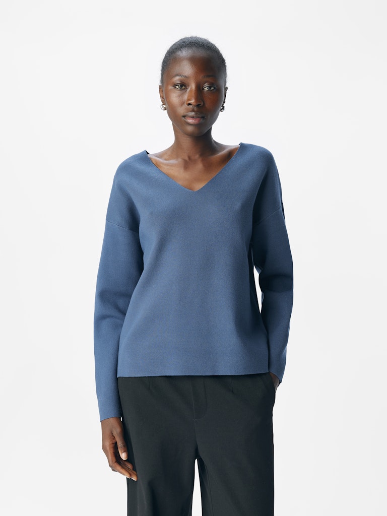 OBJREYNARD v- neck strik  denim