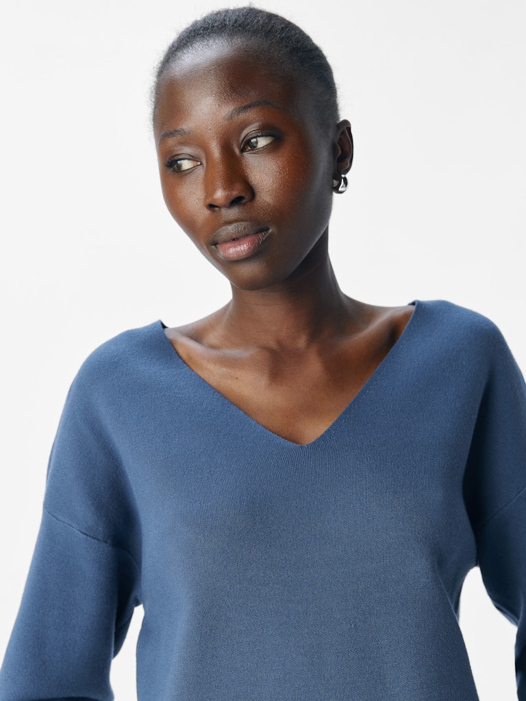 OBJREYNARD v- neck strik  denim