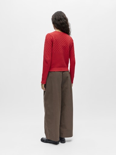 OBJNOA STRIK CARDIGAN RØD