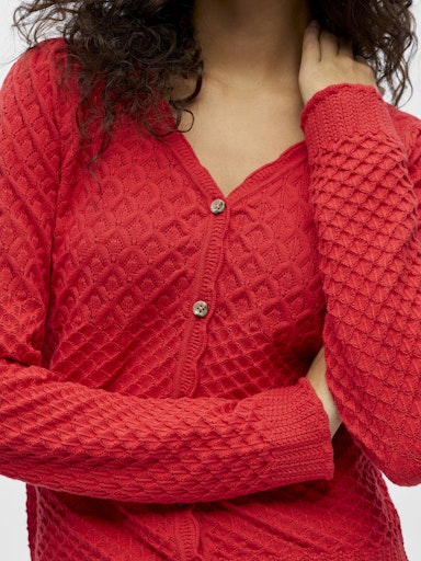 OBJNOA STRIK CARDIGAN RØD