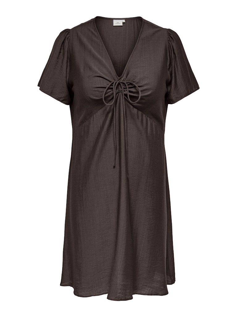 CARCECILIA SS V-NECK KNEE DRESS CHOCOLATE MARTINI