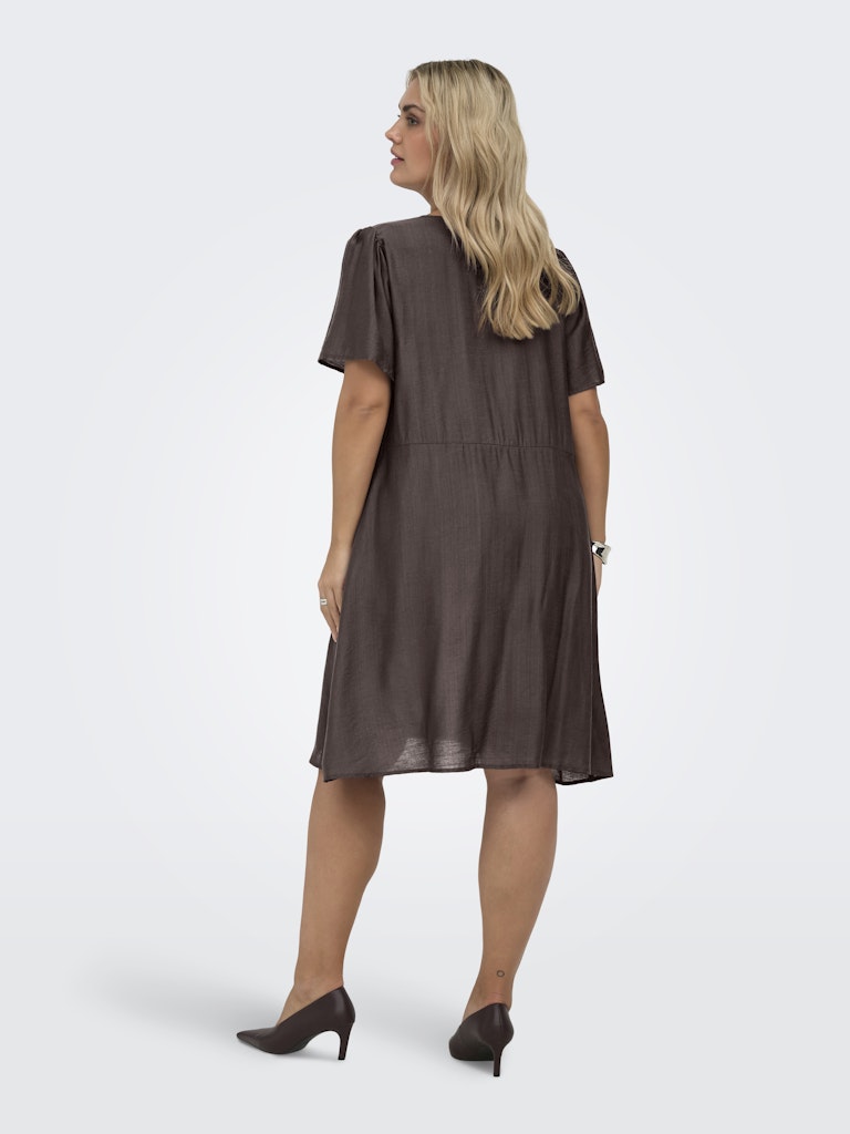 CARCECILIA SS V-NECK KNEE DRESS CHOCOLATE MARTINI