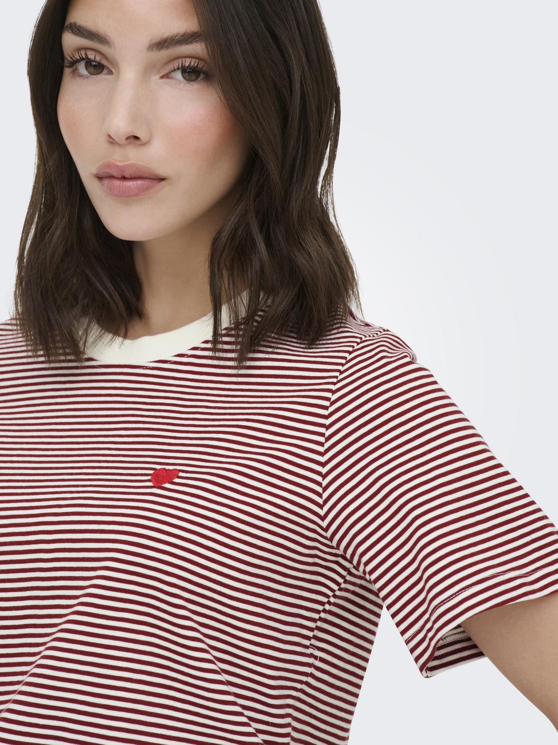 JDYPISA TEE STRIPE RHUBARB TOP